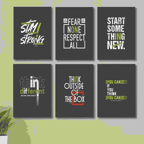 6 PC Motivational Quote Wall Decor Cardboard Phototiles Durable Elegant Stylish Inspiring And Unique Decorative - 5*7