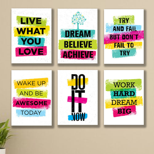 6 PC Motivational Quote Wall Decor Cardboard Phototiles Elegant Durable Stylish Inspiring And Decorative Art - 5*7