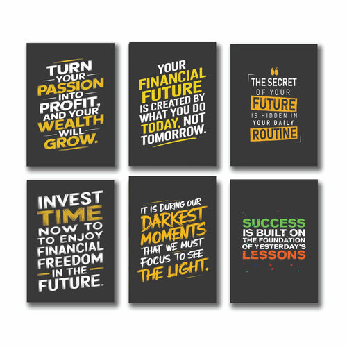 6 PC Wall Decor Cardboard Phototiles With Double Sided Back Sticking Success Quotes(5*7size)