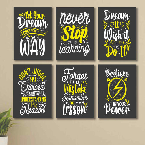 6 PC Wall Decor Cardboard Phototiles With Double Tape And Educational Discipline Quotes(5*7size)