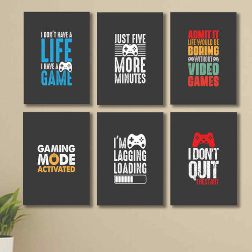 6 PC Wall Decor Cardboard Phototiles With Double Tape For Back Sticking Gaming Quotes(5*7size)
